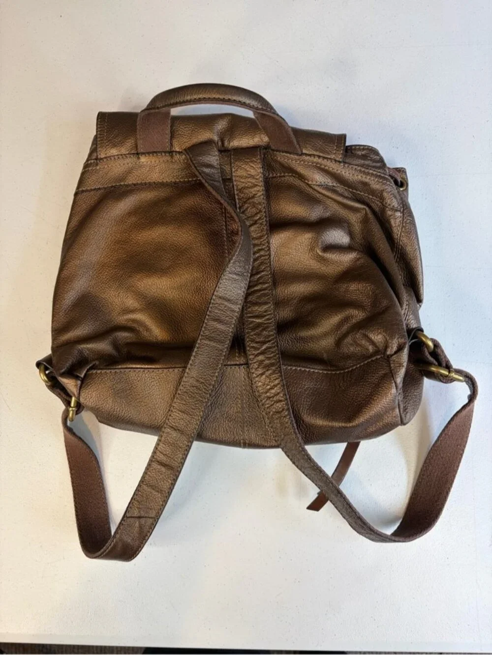 Fossil Womens Brown Leather Backpack Rucksack Boho Travel Shoulder Bag Vintage